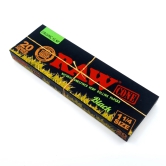 RAW Black Organic Hemp 1 1/4 Size Pre-Rolled Cones - Pack of 20