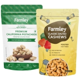 Farmley Premium Classic Salted Roasted Cashews | California Roasted Salted Pistachios | Combo Snacks 400g (2 x 200g) | Rich in Protein | Crunchy & Delicious