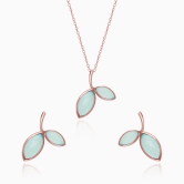 Rose Gold Aqua Dual Chalcedony Leaf Set