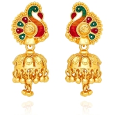 LUV FASHION Golden Jhumki Earrings ( Pack of 1 ) - Golden