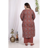 Swasti Cotton Printed Kurti With Palazzo Womens Stitched Salwar Suit - Maroon ( Pack of 1 ) - None