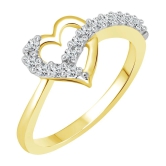 Vighnaharta Finger Shine Heart CZ Gold and Rhodium Plated Alloy Combo Ring set for Women and Girls [1076FRG-1002FRG] - [VFJ1234FRG10] - None