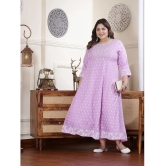 Little More By Stylum Rayon Printed Anarkali Womens Kurti - Lavender ( Pack of 1 ) - None