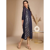 Janasya Crepe Printed A-line Womens Kurti - Navy Blue ( Pack of 1 ) - None