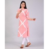 MAUKA Rayon Printed Straight Womens Kurti - Pink ( Pack of 1 ) - None