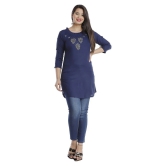 JC4U - Navy Viscose Womens Straight Kurti - L