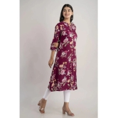 MAUKA - Purple Rayon Womens Front Slit Kurti ( Pack of 1 ) - None