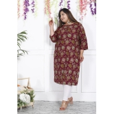 Swasti Cotton Printed Straight Womens Kurti - Maroon ( Pack of 1 ) - None