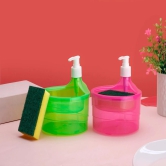 Liquid Soap Dispenser and Container with Sponge for Home, Kitchen, Bathroom etc.(1000Ml)-Megenta