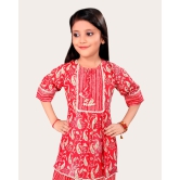 Girls Casual Kurta and Trouser Set-Red / 7 - 8 Years