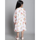 MINI & MING Girls Floral Print Tie-Up Neck Puff Sleeve A-Line Dress