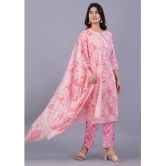 Doriya - Pink Straight Cotton Blend Women's Stitched Salwar Suit ( Pack of 1 ) - None