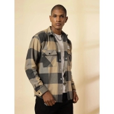 Rigo Flannel Oversized Fit Checks Full Sleeves Mens Casual Shirt - Beige ( Pack of 1 ) - None