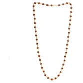 Rudraksha mala chain punch mukhi 50 beads fine gold plated religious healthcare mala - Brown