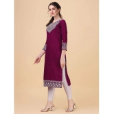 Vrunda Fashion - Wine Rayon Womens Straight Kurti ( Pack of 1 ) - None