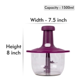 HomePro Kitchen Product 1500ML Manual Push Chopper With Stainless Steel Blade - Multicolor