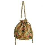 Handicraft Zari Worked Potli Handbag for Girls & Women Golden