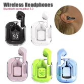 Wireless Bluetooth Earbuds: Transparency, LED Display, and Fast Charging-Pink