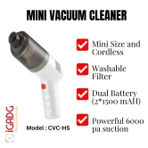 iGADG Handheld Mini Size Car Vacuum Cleaner Dry/Wet Cleaning |Dual Battery | USB Rechargeable | 6000pa