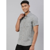 Men Black Hemp Casual Half Sleeve Shirt