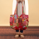 Rajasthani Embroidered Shoulder Bag, Pure Cotton Shoulder Bag With Handmade Beautiful Patchwork