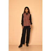 Red cotton Ajrakh natural dye shawl jacket for women