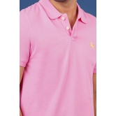 Men's Pink Embroidery Polo T-Shirt