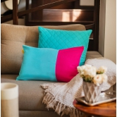 Two Tone Lumbar Cushion Cover | SET OF 2 Blue-Pink