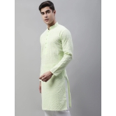 Jompers Mens Green Embroidered Kurta Only-XXL / Green