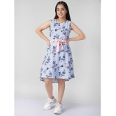 Naughty Ninos - Light Blue Rayon Girls Fit And Flare Dress ( Pack of 1 ) - None