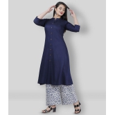 MAUKA - Navy Blue A-line Rayon Women''s Stitched Salwar Suit ( Pack of 1 ) - L