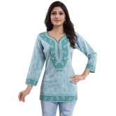 Meher Impex - Turquoise Crepe Womens Straight Kurti ( Pack of 1 ) - 3XL