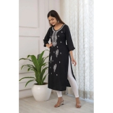 Kapadia Rayon Printed Straight Womens Kurti - Black ( Pack of 1 ) - None