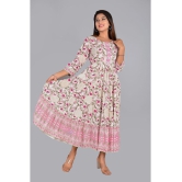 Smien Rayon Printed Anarkali Women''s Kurti - Pink ( Pack of 1 ) - None