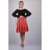 Skirt for women western wear stylish printed skirts Pink Color With White Polka Dot Skirt (OTLKT1010)-Red / M