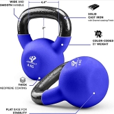 JIMWALT Premium Half Coating Neoprene Kettlebells Neoprene Neoparene Kettlebell, 4 kg (Blue)