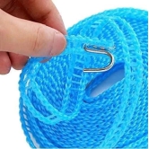 Uttamrobotics Rope-Nylon Clothesline Rope Windproof with Hooks Pack of 1 (5M)