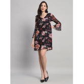 Curvydrobe Georgette Printed Mini Womens A-line Dress - Black ( Pack of 1 ) - None