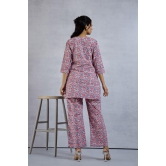 Pink and blue handblock print Loungewear set-XXL