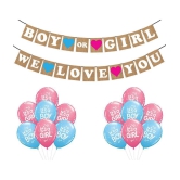 Party Propz We Love You Paper Banner with Balloon Combo for Baby Shower Decoration Material Multi Colour - Multi-Color