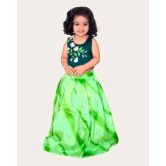 Havy Tafeta Silk material Beautifully Printed designed Kids Grils Lehenga choli-Green / 6 Years-7 Years