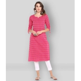 Janasya - Pink Cotton Womens Straight Kurti ( Pack of 1 ) - S