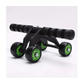 Anti Skid Double Wheel AB Roller Exerciser for Total Body Workout with Steel Handle and Knee Mat - Unisex Fitness Equipment for Men and Women (4 WHEEL )(GREEN) Pack of 1