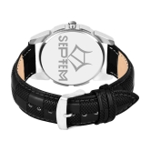 Septem Black Leather Analog Mens Watch