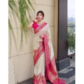 Apnisha Banarasi Silk Embellished Saree With Blouse Piece - Off White ( Pack of 1 ) - Off White