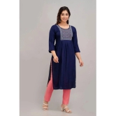 Kapadia - Navy Rayon Womens Straight Kurti ( Pack of 1 ) - None