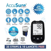 AccuSure Instant Digital Simple Glucometer Kit with 25 Strips,10 Lancet,1 Lancing device