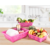 2484 Plastic Multiple Size Cane Fruit Baskets (3 Size Large, Medium, Small)