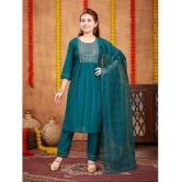 Aarika Dark Green Silk Girls Kurta and Pant Set ( Pack of 1 ) - None