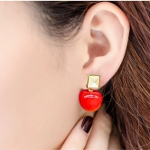 Red Cherry Earrings with Pearl Accents For Women & Girls - Design 1